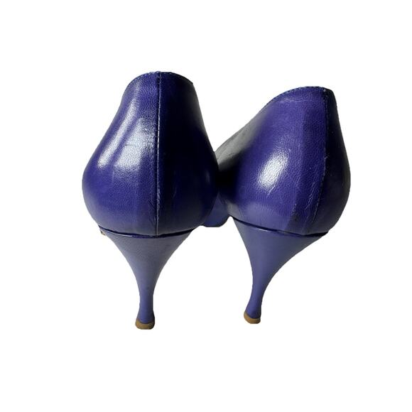 Vtg Charles Jourdan US 8 EU 38 Purple Pumps Leather Heels 80s New Years Eve Glam - Picture 8 of 12